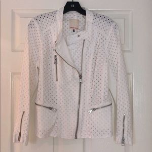 Rebecca Taylor White Moto Perforated eyelet Jacket